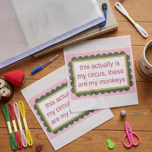 XunYee Needlepoint Canvas Kit, This Actually is My Circus These are My Monkeys - Image 4
