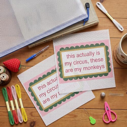 XunYee Needlepoint Canvas Kit, This Actually is My Circus These are My Monkeys - Image 4