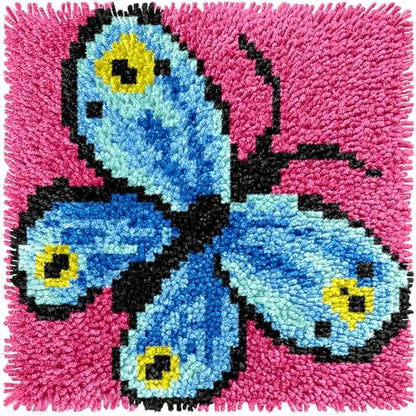 Manzapu Latch Hook Kits for Adults Beginner, 12x12 inch - 30x30 cm Cute Small Shaggy Rug Making Kits with Pre-Cut Yarn, Coded Canvas ＆ Crochet Hook Tool - Relaxing DIY Craft Gift by Manzapu