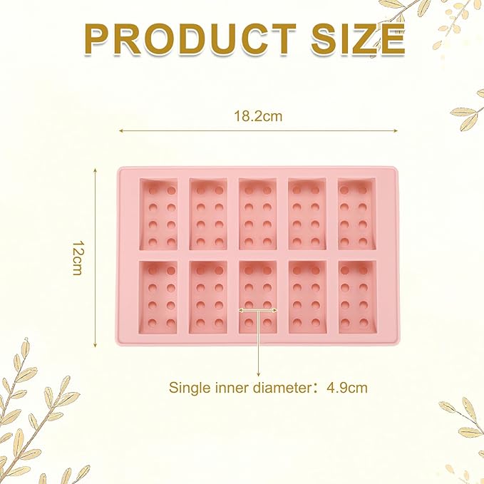 MECCANIXITY Beeswax Candle Mould, 10 Grids Beeswax Bar Mould Makes 10 x 0.8oz Reusable Easy Release Bees Wax Module for Wax Candle Making Butter Candy Chocolate Pink