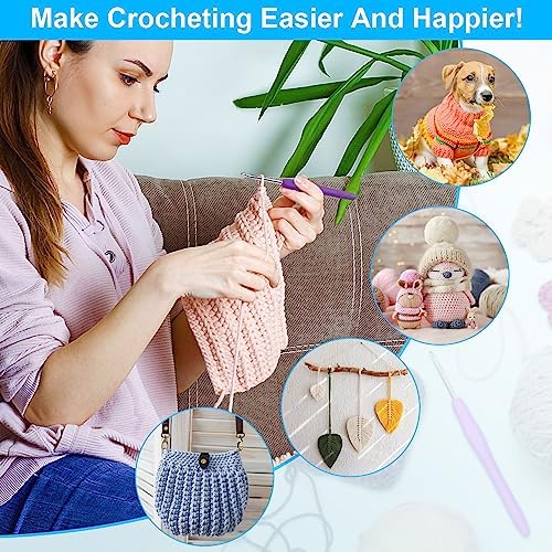 MECHEER Crochet Hooks 12 Sizes Crochet Hook Set, 51 Pack Yarn Crochet Kit for Beginners, Knitting Needles with Ergonomic Handles for Arthritic Hands, Crochet Needle Kit with Blue Case for Crocheters - Image 6