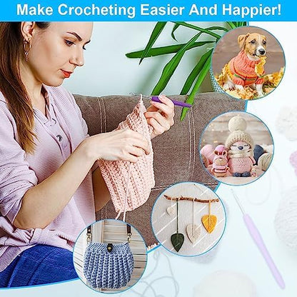 MECHEER Crochet Hooks 12 Sizes Crochet Hook Set, 51 Pack Yarn Crochet Kit for Beginners, Knitting Needles with Ergonomic Handles for Arthritic Hands, Crochet Needle Kit with Blue Case for Crocheters - Image 6