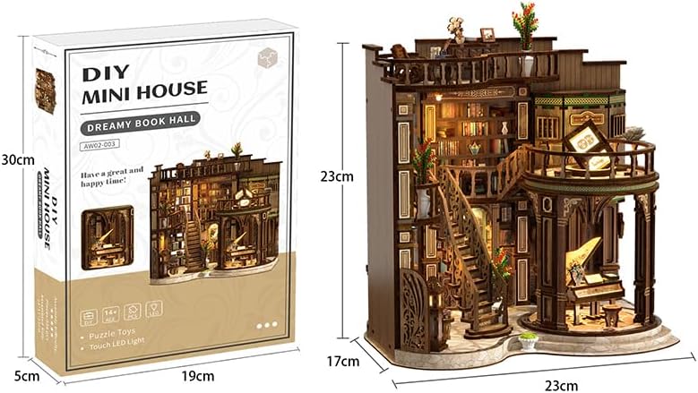 Dreamy Book Hall DIY Book Nook Kit for Adults - Wooden Bookshelf 3D Book Nook Miniature Kit with LED Lights, Puzzle Library Decor for Book Lovers, Dust Proof Display, Tiny Elegant Bookshelf - Image 2