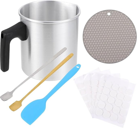 DIYEAH Stainless Steel Candle Making Pouring Pot with Dripless Spout DIY Candle Crafts Tool for Wax Melting Suitable for Adults Random Color