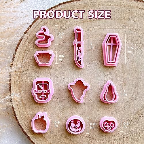 KEOKER Polymer Clay Cutters Halloween, Clay cutters for Halloween Earrings Making, 10 Shapes Halloween Clay Earrings Cutters, Ghost Halloween Clay Earring Cutters (Earrings Clay Cutters 2) - Image 4