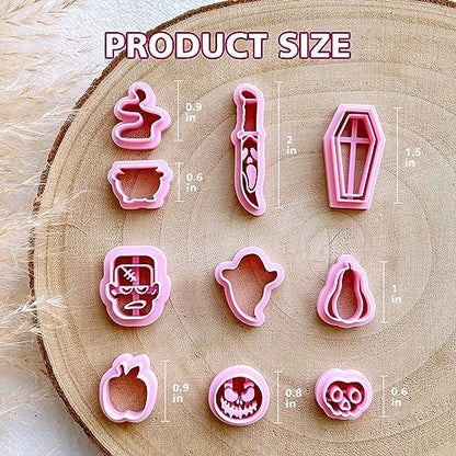 KEOKER Polymer Clay Cutters Halloween, Clay cutters for Halloween Earrings Making, 10 Shapes Halloween Clay Earrings Cutters, Ghost Halloween Clay Earring Cutters (Earrings Clay Cutters 2) - Image 4