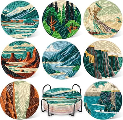 DOTZSO 8 PCS Diamond Art Coasters Small Diamond Painting Kits for Adults by DOTZSODiamondPainting