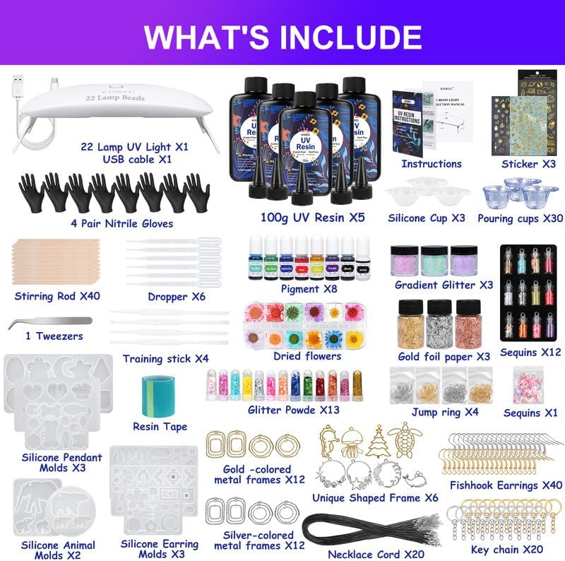 KISREL UV Resin Jewelry Making Kit, 500g Crystal Clear UV Resin - Image 2