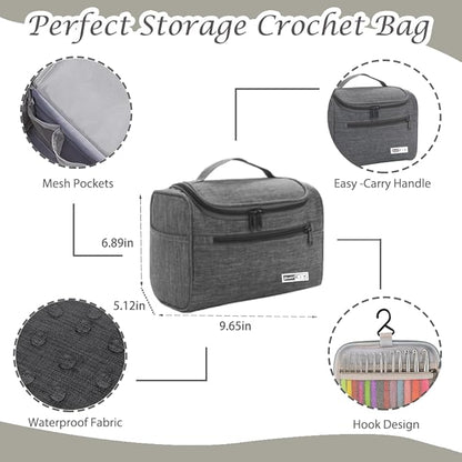 Yarniss Crochet Kit for Beginners - 840 Yards Crochet Yarn and 14 Sizes (2.0-10.0mm) Ergonomic Hooks with Organizer Bag, All Inclusive Crocheting & Knitting Set for Adults
