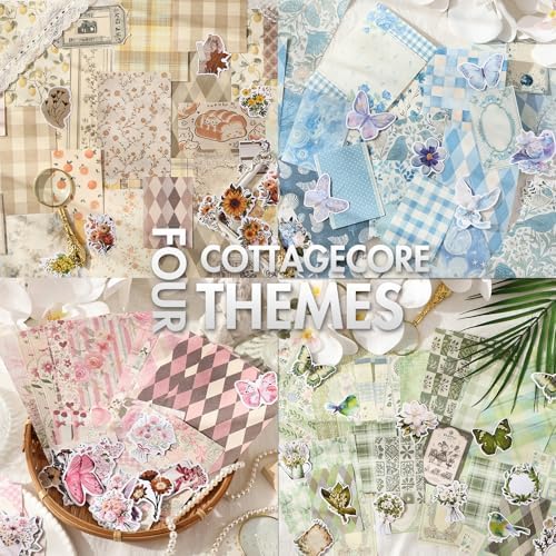 OKUPAN Scrapbook Supplies Kit – 100PCS Vintage Cottagecore Floral Scrapbook Paper & Stickers, 4 Sizes Pastoral Scrapbooking Supplies for Journaling, Card Making & DIY Gifts (Green) - Image 4