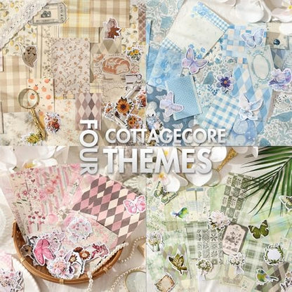 OKUPAN Scrapbook Supplies Kit – 100PCS Vintage Cottagecore Floral Scrapbook Paper & Stickers, 4 Sizes Pastoral Scrapbooking Supplies for Journaling, Card Making & DIY Gifts (Green) - Image 4