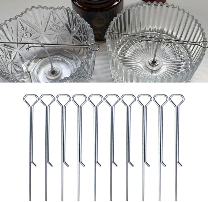 Wick Centering Tool,Candle Making Supplies, Candle Wick Holders Stainless Steel Elastic Wick Centering Clips Device for DIY 10PCS