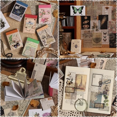 300Pcs Washi Stickers in 6 Mini Books, Vintage Nature Junk Journal Supplies - Image 2