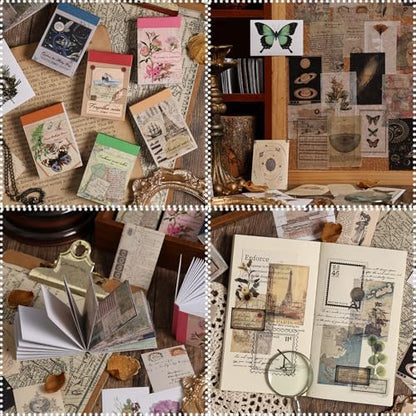 300Pcs Washi Stickers in 6 Mini Books, Vintage Nature Junk Journal Supplies - Image 2