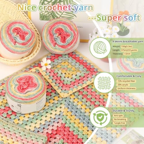 Coopay Crochet Kit for Beginner Crochet Blanket Kit w/Step-by-Step Tutorial - Image 3