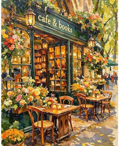 Bookstore Paint by Numbers Kit for Adults, DIY Painting Canvas 16x20inch by Unknown