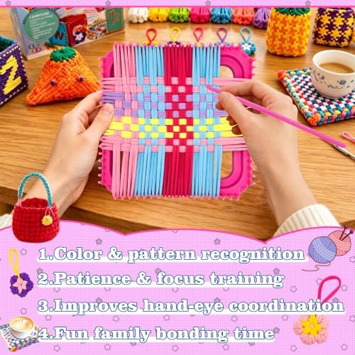 270 Pcs Weaving Loom Kit for Kids,DIY Arts & Crafts Kit with 9 Color Loops - Image 6