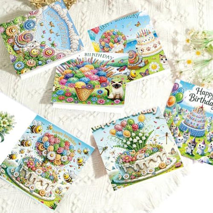 6PCS Happy Birthdays Diamond Art Painting Greeting Cards Kit with Envelopes - 5D DIY Diamond Art Card Kits for Adults - Handcrafted Postcards for Birthday & Holiday - Image 7