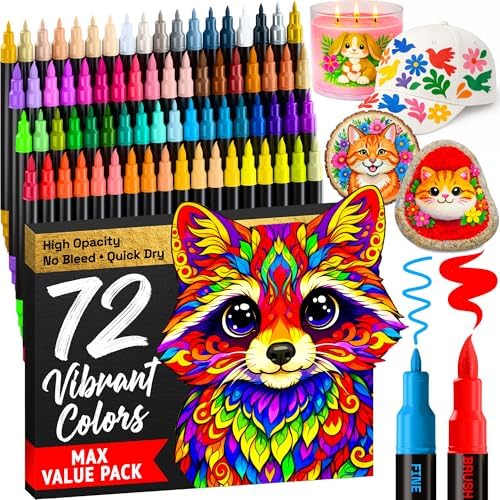 ARTISTRO 72 Dual-Tip Acrylic Paint Marker Pens for Drawing by ARTISTRO