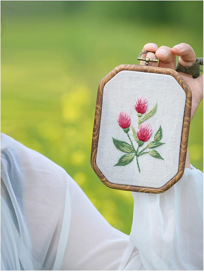 Maydear 3 Pack Embroidery Starter Kit with Pattern, Stamped Cross Stitch Kits for Beginners Adults with Embroidery Hoop and Instructions, Hand Embroidery Kit (B Set Embroidery Starter Kit)