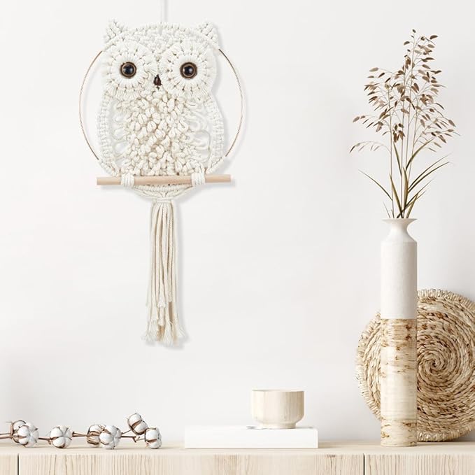 ORIGACH DIY Macrame Owl Wall Hanging Tapestry Kit Owl Macrame Kit for Beginner Boho Handmade Woven Macrame Wall Hanging Decor for Living Room Bedroom
