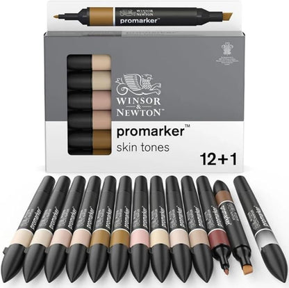 Winsor & Newton ProMarker Set, 12 Count, Skin Tones
