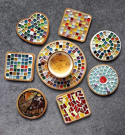 Mixed Color Mosaic Glass Tiles Shine Crystal Glass Pieces Bulk Square Glitter Crystal Mosaic Tiles for Home Decoration or DIY Crafts 200g,1x1 cm (Hedgerow)