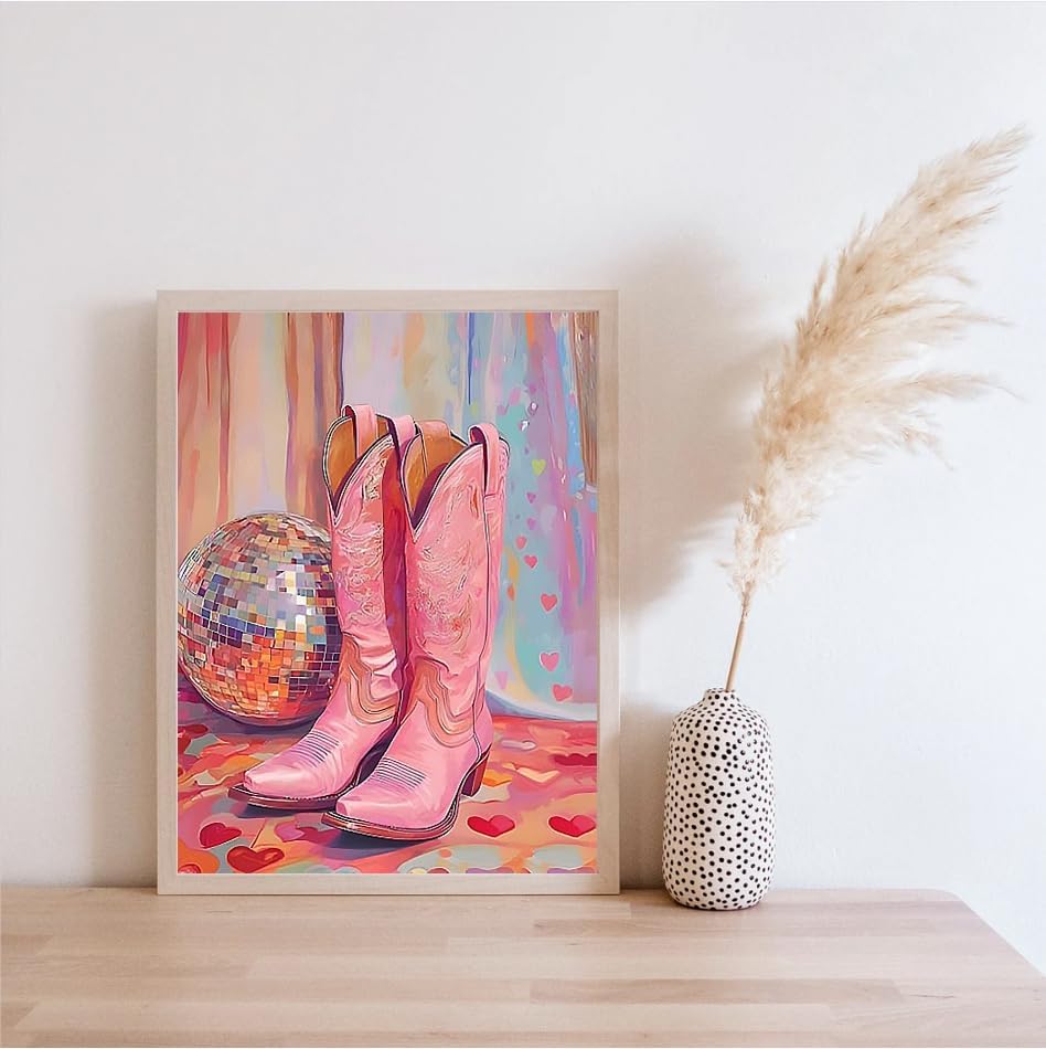 Canrichshop Vintage Boots Paint by Number Kits,Retro Disco Ball Paint by Numbers Kit for Adults Beginner Without Frame,Easy DIY Acrylic Painting for Canvas for Decor 16x20inch - Image 4