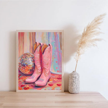 Canrichshop Vintage Boots Paint by Number Kits,Retro Disco Ball Paint by Numbers Kit for Adults Beginner Without Frame,Easy DIY Acrylic Painting for Canvas for Decor 16x20inch - Image 4