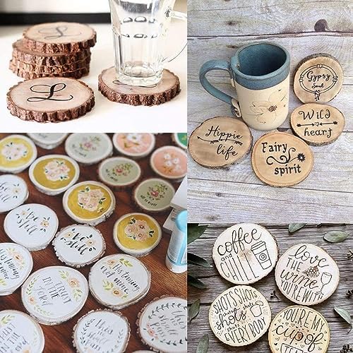 Unfinished Natural Wood Slices with Bark 20 Pcs 3.5-4 inch Craft Wood kit Circles Crafts Christmas Ornaments Rustic Wedding Decoration DIY Crafts for Crafts - Image 4
