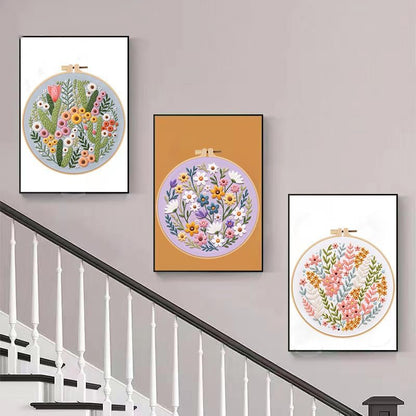 Konrisa Blossoms Embroidery Kit for Adults Beginners, Floral Stamped Embroidery Starter Kit DIY Sewing Practice, Needlepoint Cross Stitch Set of 3 - Image 3