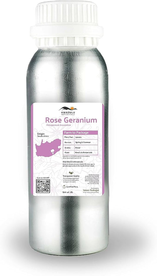 Nature Packaged Rose Geranium Essential Oil - Direct from Kwazulu Botanicals in South Africa- Organic Essential Oils for Body, Diffusers, or Aromatherapy | Pure Therapeutic Grade (5ml)