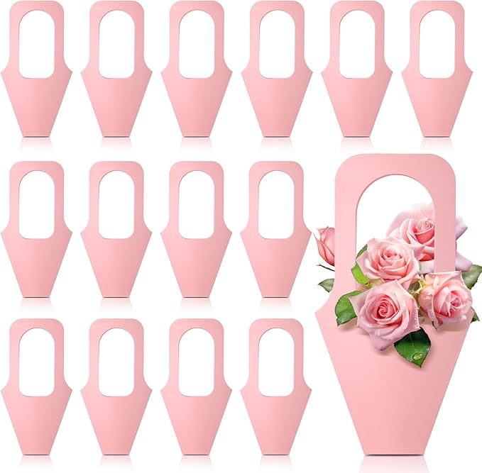 Cyblinia Flower Bouquet Bags with Handle - 20 Pcs Paper Flower Gift Bags for Valentine's Day, Wedding Party & Home Decoration