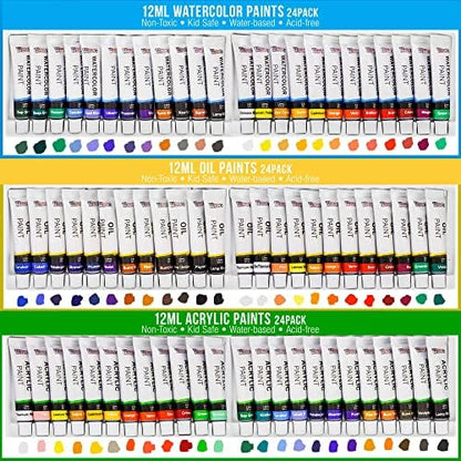 U.S. Art Supply 133-Piece Artist Painting Kit - Aluminum & Wood Easel - Image 4