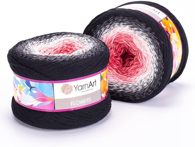2 Skein/Pack Yarnart Flowers Gradient Yarn, Each Ball 8.8 Oz (250gr) / 1094 Yards (1000m), 55% Cotton 45% Acrylic, Superfine Fingering Weight for Knitting and Crochet, 260 - Gray Pink