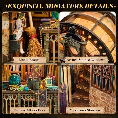 SUNNINO Book Nook Kits for Adults, Magic Library DIY Miniature Dollhouse - Image 6