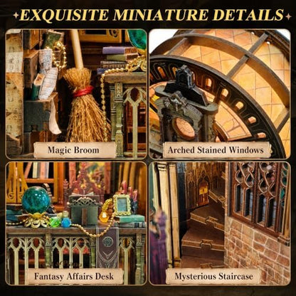 SUNNINO Book Nook Kits for Adults, Magic Library DIY Miniature Dollhouse - Image 6