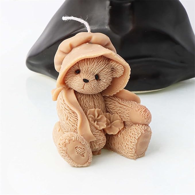 Grainrain 3D Bear Silicone Candle Mold Decorated Pillar Candle Mould Handcrafted Silicone Molds for Candle Wax Resin Gyspum Crafts Making (ZH116)