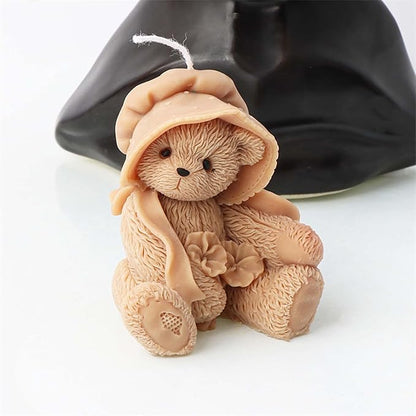 Grainrain 3D Bear Silicone Candle Mold Decorated Pillar Candle Mould Handcrafted Silicone Molds for Candle Wax Resin Gyspum Crafts Making (ZH116)