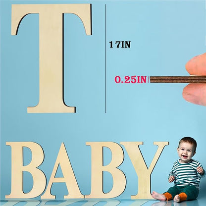 17 Inch Unfinished Wood Letter for Wall Decor, Paintable Thick Wooden Letter for DIY Craft Projects, Blank Wood Alphabet Letter for Birthday, Parties, Wedding, Christmas Home Decoration(Letter T)