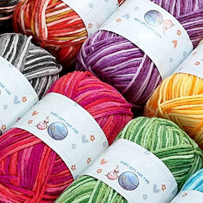 Yinsun 10x50g Multi Color Acrylic Yarn 50g 1750 Yards Crochet Yarn Starter kit with Storage Bag for Knitting Crocheting Weaving Adult and Kid Craft Projects (Pack of 3) - Image 4