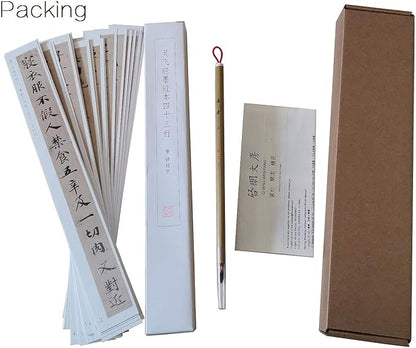 Qi Ming Wen Fang QingSu S size Calligraphy Writing Brush + Calligraphy copy of Ling Fei Jing works by Zhong Shaojing, classic model of Chinese Xiao Kai calligraphy for practice. 43 lines. Cards style