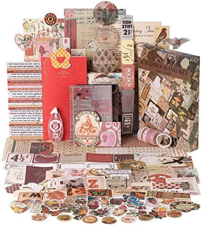 JOYCHOIC Vintage Scrapbook Supplies Aesthetic Journaling Kit, Scrapbook Papers Quote Stickers TN Notebook Large Collection for Bullet Junk Journal, Planner DIY Arts Craft Collage by JOYCHOIC