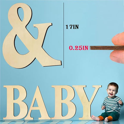 17 Inch Unfinished Wooden Letters, Blank Wood Letters Sign for Home Wall Decor, Large Unpainted Wood Letter for Crafts,Birthday,Wedding Party Decoration,Large Wooden Alphabet Letter &