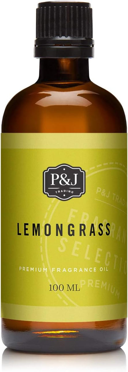 P&J Fragrance Oil Lemongrass 100ml - Candle Scents, Soap Making, Diffuser Oil, Fresh Scent