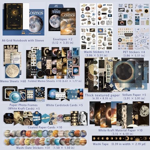 Scrapbooking Supplies Kit, A6 Grid Notebook, Vintage Junk Journaling Kit - Image 2