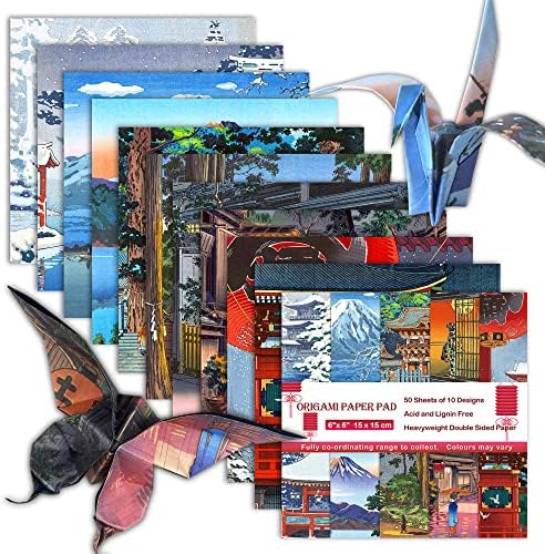 Origami Paper 6x6" Double Sided 50 Sheets 10 Colors Origami Kit,Craft Paper by Mifuner