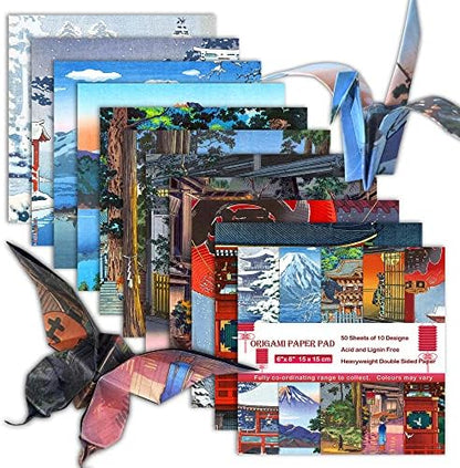 Origami Paper 6x6" Double Sided 50 Sheets 10 Colors Origami Kit,Craft Paper by Mifuner