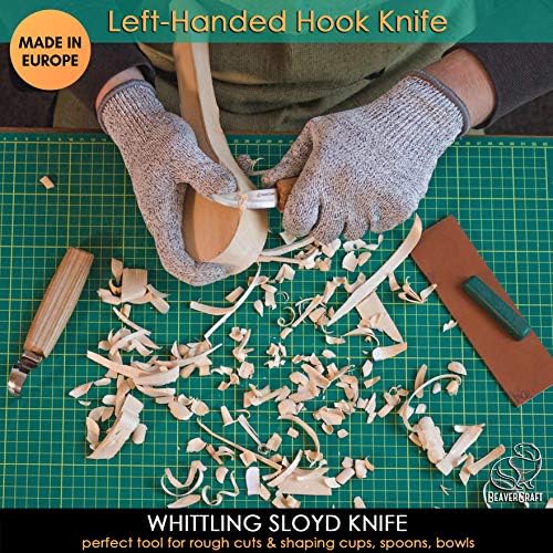 BeaverCraft S01L Wood Spoon Carving Knives Set Spoon Making Tools Kit Whittling Knife Hook Knife Left-Handed Bowl Cup Kuksa for Beginners Woodworking Professional Left Handed Wood Carving Kit - Image 6