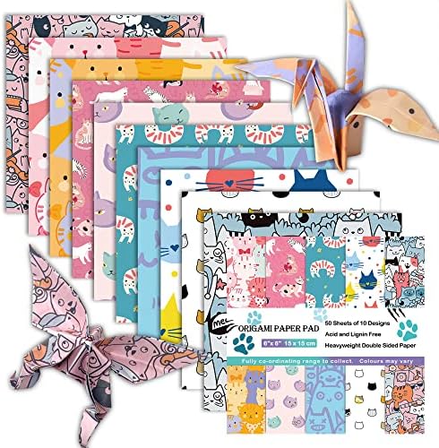 Origami Paper 6x6" Double Sided 50 Sheets 10 Colors Origami Kit,Craft Paper by Mifuner